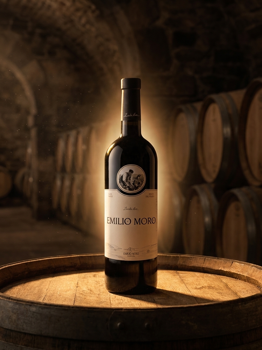 Botella Emilio Moro de Ribera del Duero sobre barrica